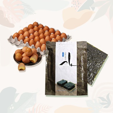 [구독 꾸러미][지경영농조합법인] 쫀쫀하고 고소한 쫀맛탱 대란 30구 고인돌 구운란 구운계란(구운달걀) + [만월어촌계] 고창 지주식 조미김 10봉